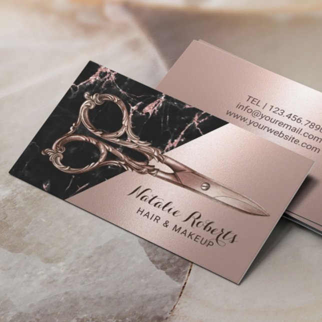Haare Stylist Chic Rose Gold Marbella Salon Visitenkarte (Von Creator hochgeladen)