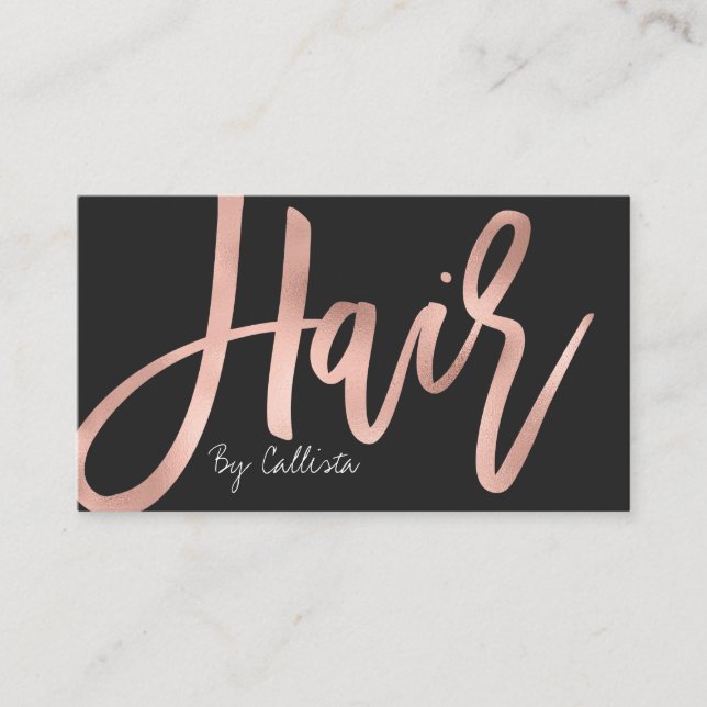 Haare Stylist Einfache Rose Gold Moderne Typografi Visitenkarte (Vorderseite)