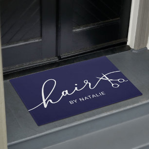 Haare Stylist Elegant Navy Typografie Schönheitssa Fußmatte