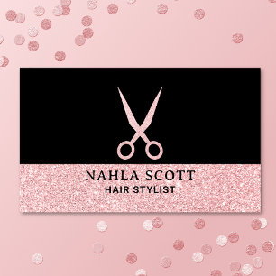 Haare Stylist Glitzer Scheren Rosa Moderne Chic Visitenkarte