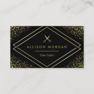Haare Stylist Gold Glitzer Confetti Scissi Logo Visitenkarte