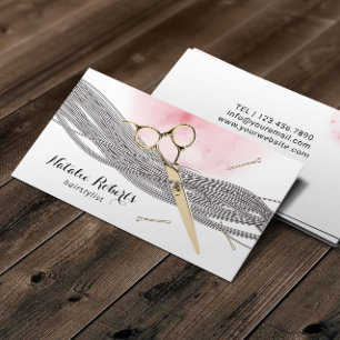 Haare Stylist Gold Schere Aquarellbad Salon Visitenkarte