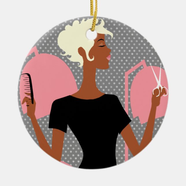 Haare Stylist Keramik Weihnachtsschmuck (Vorne)