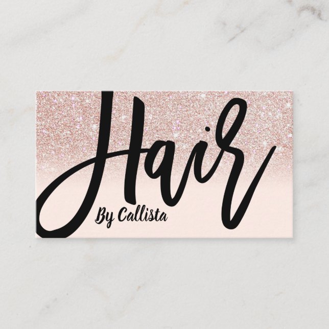 Haare Stylist Rose Gold Glitzer Rosa Typografie Visitenkarte (Vorderseite)