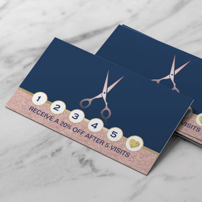 Haare Stylist Rose Gold Scissor Navy Blue Loyalty Treuekarte (Von Creator hochgeladen)