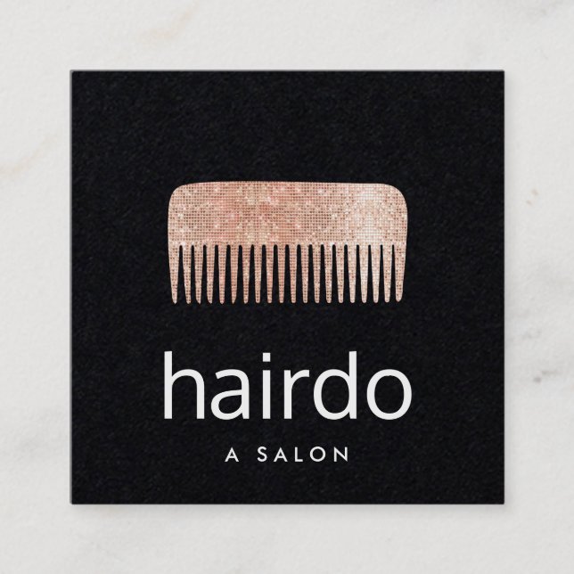Haare Stylist Rose Gold Sequel Comb Quadratische Visitenkarte (Vorderseite)