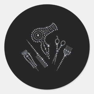 Haare Stylist Salon Schürze Kristall Sissor Comb H Runder Aufkleber