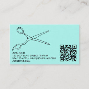 Haare Stylist Scheren Chic Barber QR Code Minze Visitenkarte