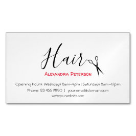 Haare-Stylist - Schwarz und Rot Magnetische Visitenkarte