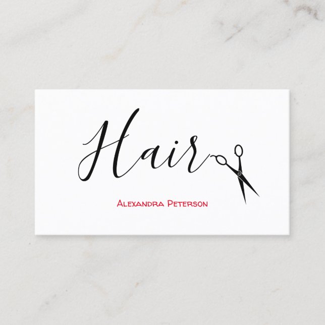Haare-Stylist - Schwarz und Rot Visitenkarte (Vorderseite)