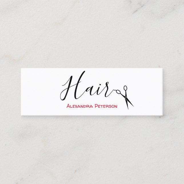 Haare-Stylist - Schwarze und rote Mini Mini Visitenkarte (Vorderseite)