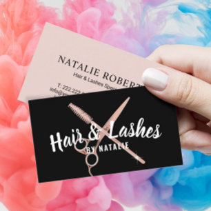 Haare Treppe Lashes Salami binden Salon Blush Rose Visitenkarte
