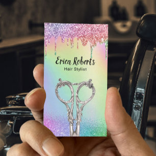 Haare Treppe Unicorn Glitzer Tropfen Beauty Salon Visitenkarte