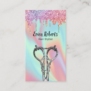 Haare Treppe Unicorn Glitzer Tropfen Salon Visitenkarte