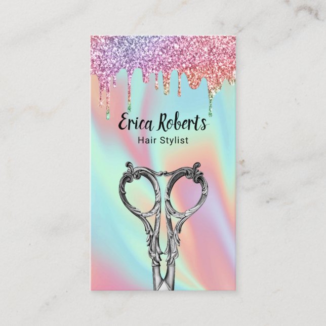 Haare Treppe Unicorn Glitzer Tropfen Salon Visitenkarte (Vorderseite)
