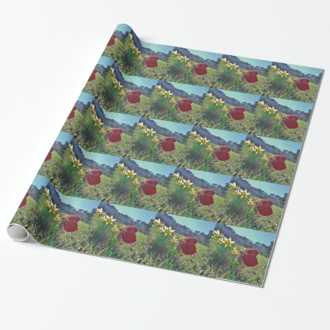 Haare und gelbe Blumen Geschenkpapier (Ungerollt)