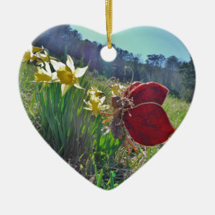 Haare und gelbe Blumen Keramik Ornament