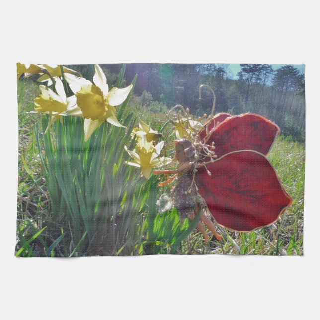 Haare und gelbe Blumen Küchentuch (Horizontal)