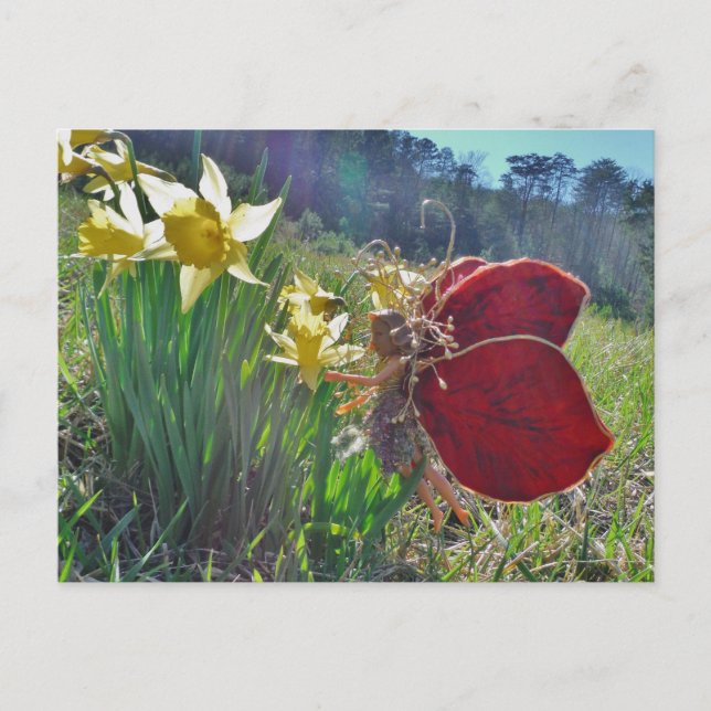 Haare und gelbe Blumen Postkarte (Vorderseite)