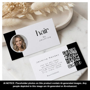Haare von Schwarz-Weiß-Foto-QR-Code-Social-Icons  Visitenkarte