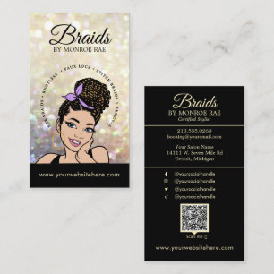 Haarfahne/Braide/Braiding/Salon - QR-Code/Logo Visitenkarte