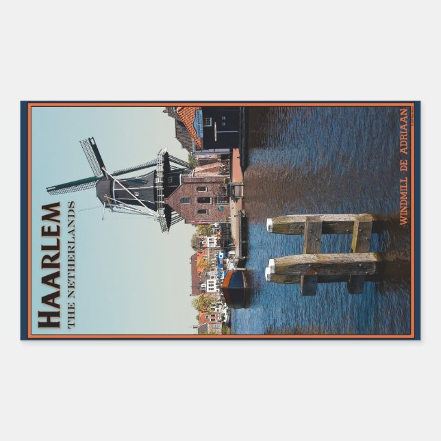 Haarlem - Adriaan Windmill Rechteckiger Aufkleber (Vorderseite)