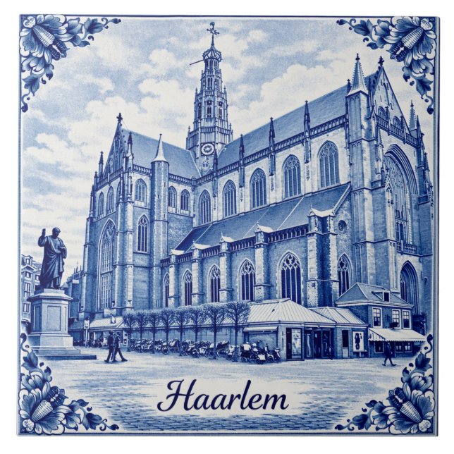 Haarlem-Kirche Delft Blau Keramikfliese (Vorderseite)