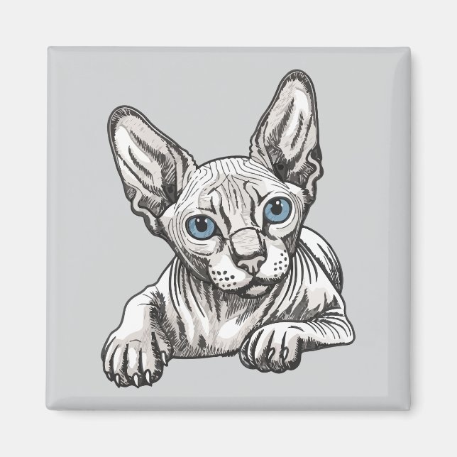 Haarlose Sphynx-Katze  Magnet (Vorne)