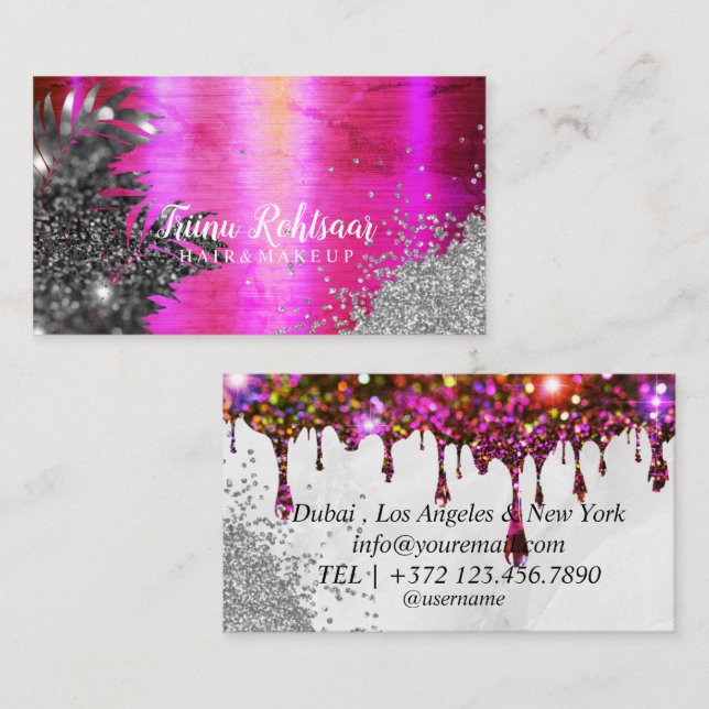 HAARMAKE UP Glitzer Sparkling Business Card Visitenkarte (Vorne/Hinten)