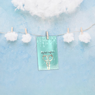 Haarminze Tropfen Glitzer Coiffure Instagra Schere Visitenkarte