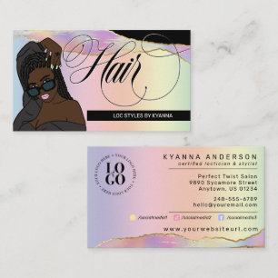 Haarsalon, Brader Stylist, Loctician Rainbow Glam  Visitenkarte