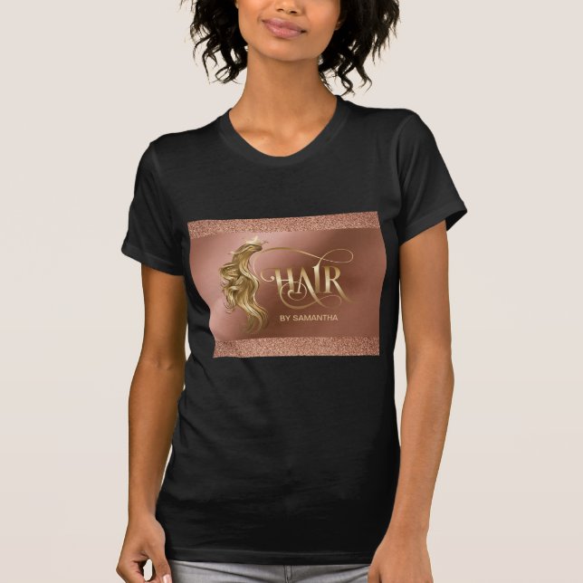 Haarsalon Haarverlängerung Perücke Rose Gold T-Shirt (Vorderseite)