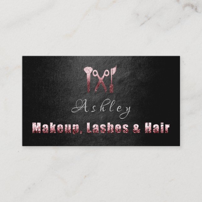 Haarsalon Makeup Lash Terminkarte Logo Schwarz Visitenkarte (Vorderseite)