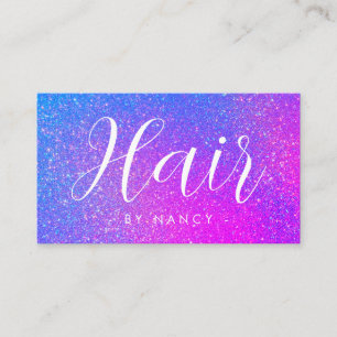 Haarsalon Typografie Lila Holographischen Glitzer Visitenkarte