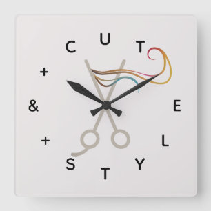 Haarschneideschere Buchstaben Zahlen Quadratische Wanduhr