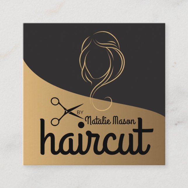 Haarschnitt von Stylist Barber | Haar Quadratische Visitenkarte (Vorderseite)