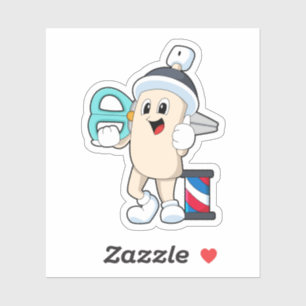 Haarspray als Friseur mit Schere Aufkleber