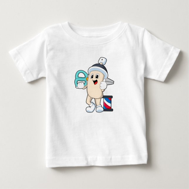 Haarspray als Friseur mit Schere Baby T-shirt (Vorderseite)