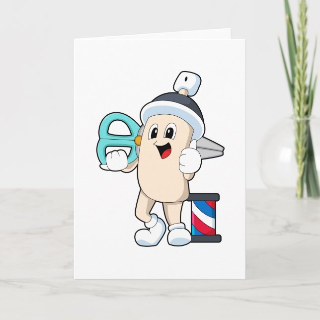 Haarspray als Friseur mit Schere Karte (Vorderseite)