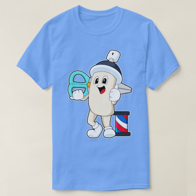 Haarspray als Friseur mit Schere T-Shirt (Design vorne)