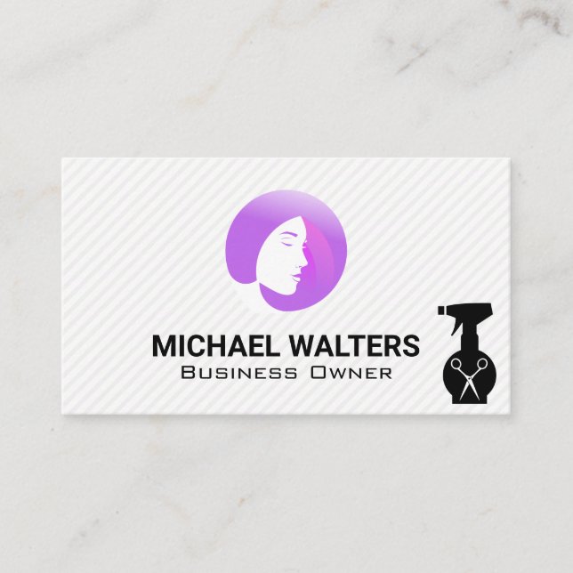 Haarspray Flasche | Schere | Frauenhair-Logo Visitenkarte (Vorderseite)