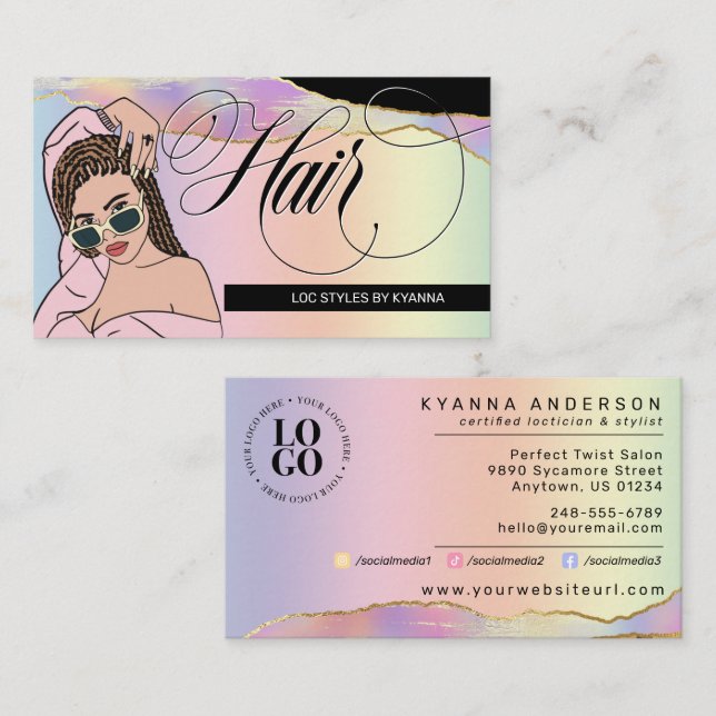Haarstil, Braids, Locations, Salon, Logo Visitenkarte (Vorne/Hinten)