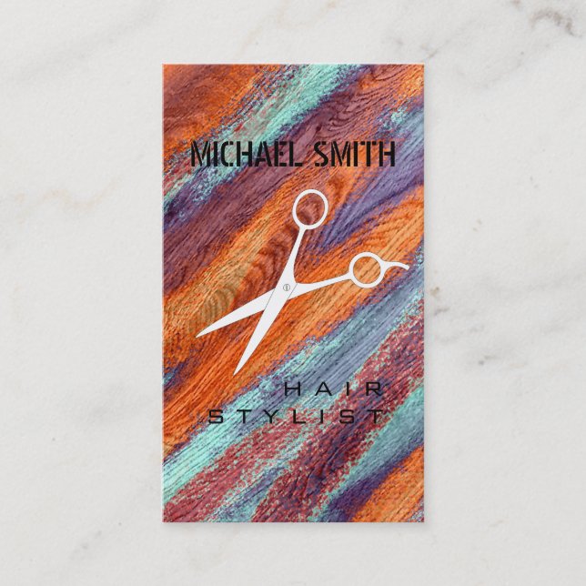 Haarstollenernennung Retro-Farbholz Terminkarte (Vorderseite)