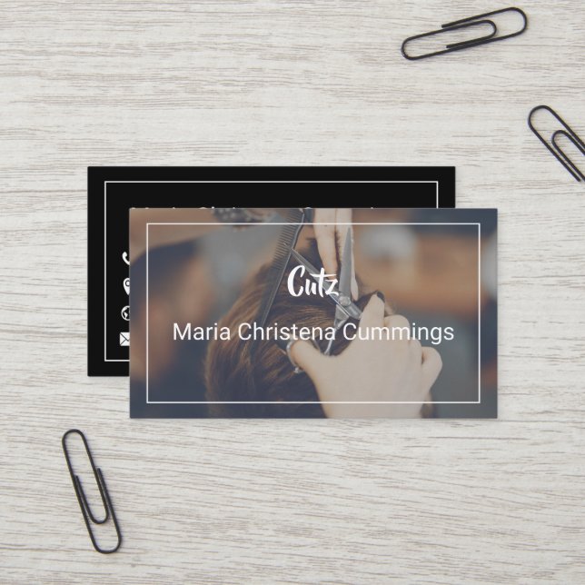 Haarstühle - Barber Business Card Visitenkarte (Vorderseite/Rückseite Beispiel)