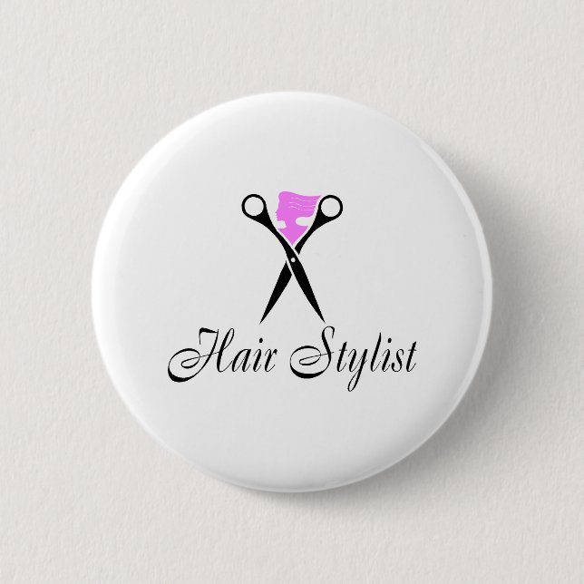 Haarstühle (Rosa/Schere) Button (Vorderseite)