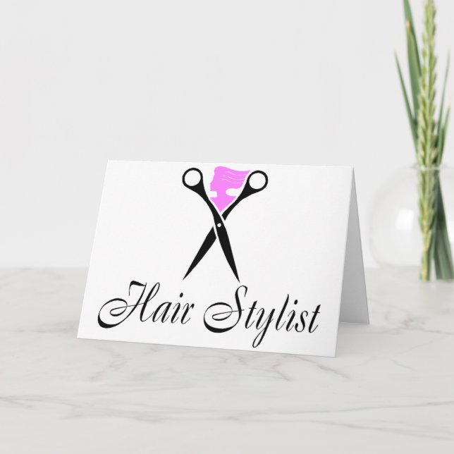 Haarstühle (Schere/Rosa) Feiertagskarte (Vorderseite)