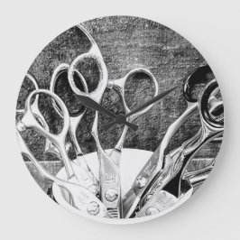 Haarstühle - Schere - Uhr