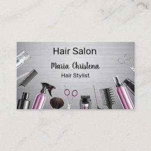 Haarstyling-Werkzeuge Friseursalon Friseur Pink Visitenkarte