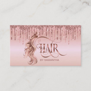 Haarstylist Rose Goldtypografie Haarverlängerung Visitenkarte