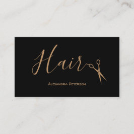 Haarstylisten - Schwarze und Goldschere Visitenkarte